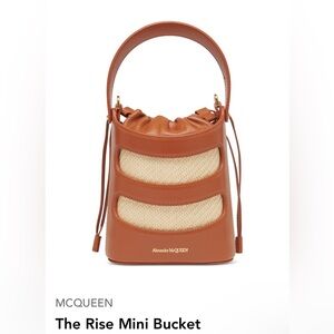 Alexander McQueen The Rise Mini Bucket Bag. Nut/Gold.